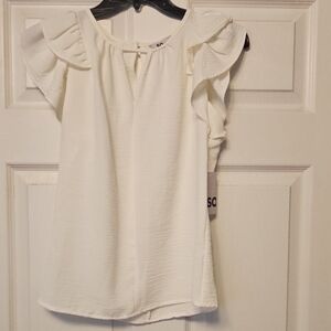 SO Elegant Cream Ruffle Sleeve Blouse